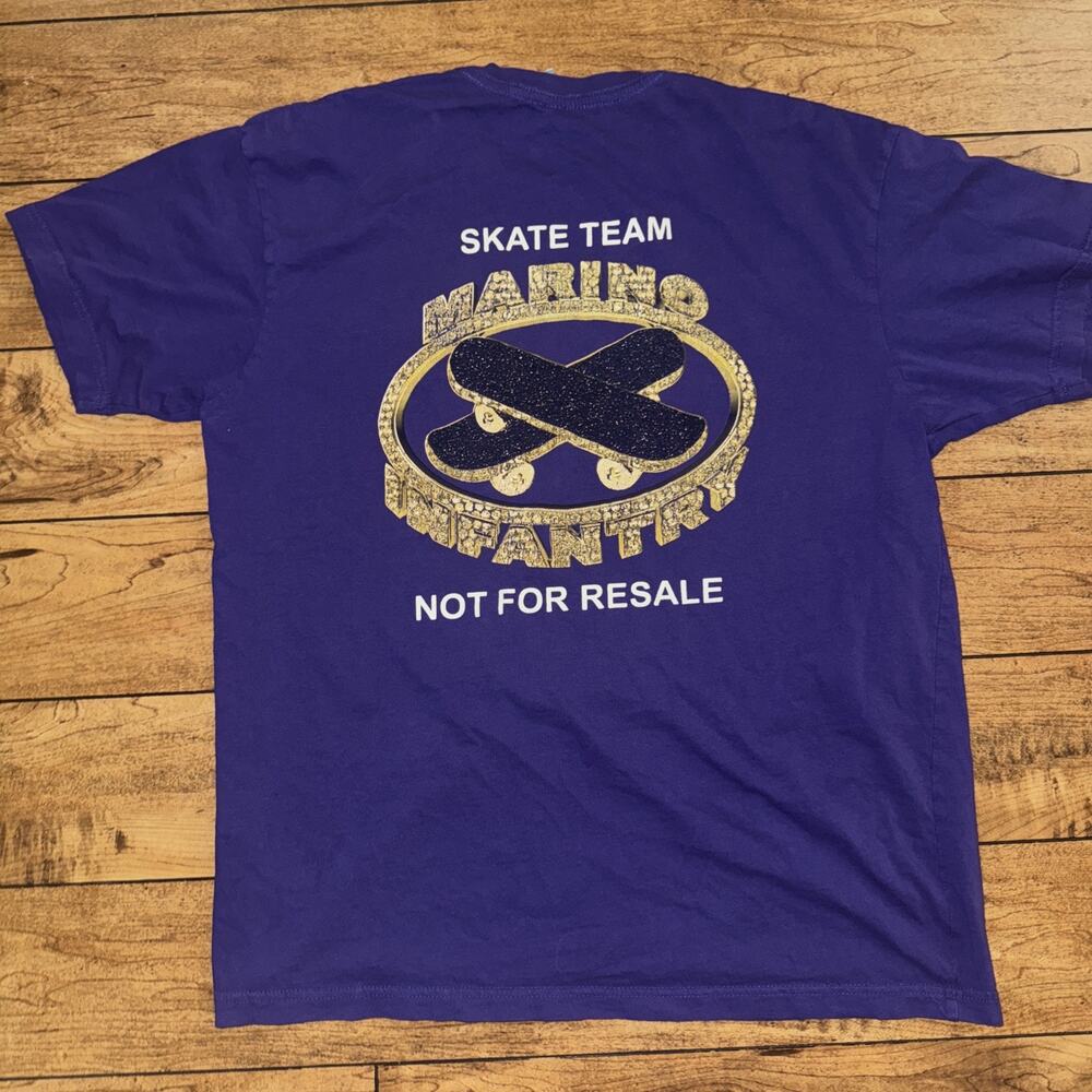 Marino Infantry Skate Team T-Shirt Purple Large 21x26 Rare Skateboarding Tee